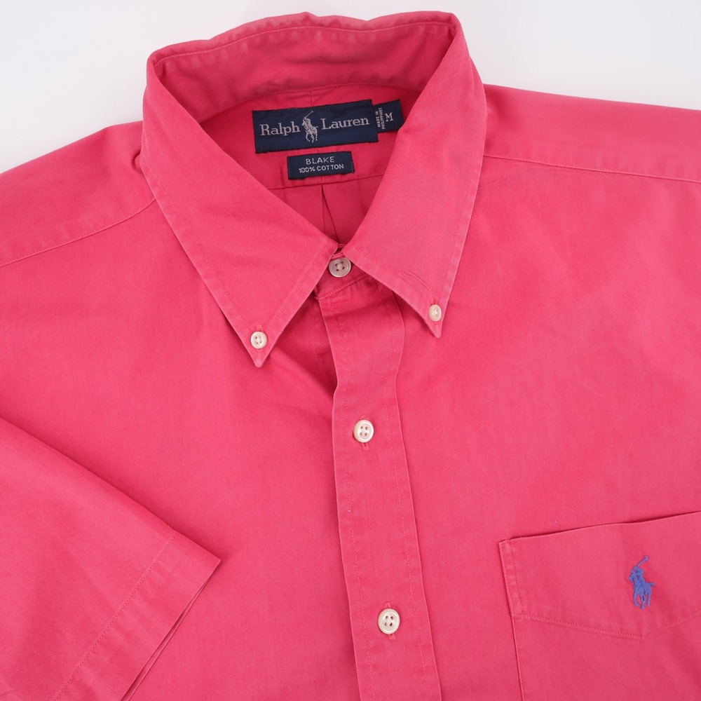 Polo Ralph Lauren Blake Cotton Button Down Shirt Pink Short Sleeve Mens Medium